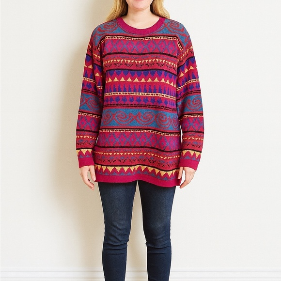Alfred Dunner Size Medium Vintage 90s Geometric Printed Sweater. - Picture 1 of 5